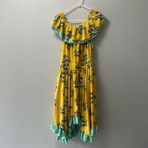 Matilda Jane Hooked on a Feeling Yellow Floral Off Shoulder Ruffle Dress Small